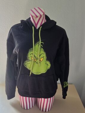 Black Hoodie with Neon Green Grinch Graphic Dr. Seuss